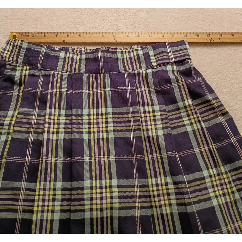 Justice Girls XL Plus Purple Green Plaid Pleated Skort Metallic Accents NWOT